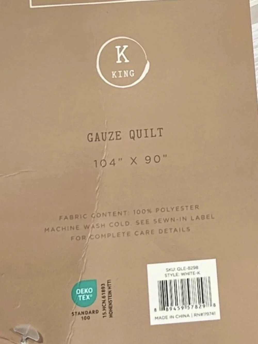 Bed Theory King Gauze White Quilt 104”x90”
